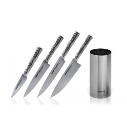 SAMURA SET CUȚIT BAMBOO UNIVELSAL 4BUC + SUPORT CUTITE AUS-8 HRC-59