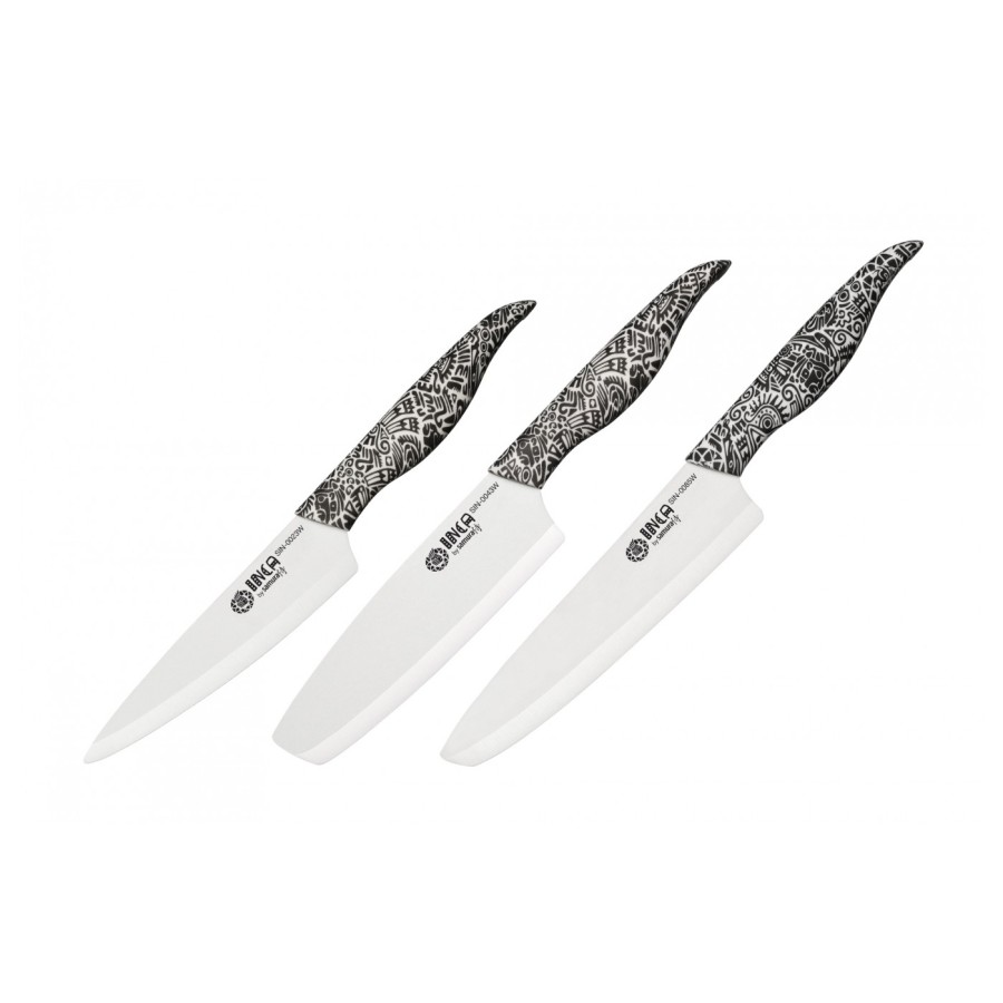 SAMURA SET CUȚIT INCA LAMA ZIRCONIA CERAMIC ALB 3BUC HRC89