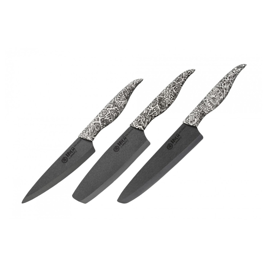 SAMURA SET CUȚIT INCA LAMA ZIRCONIA CERAMIC NEGRU 3BUC HRC89