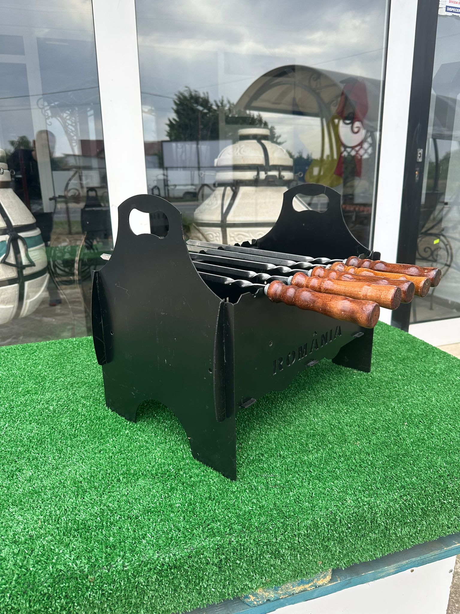 Grătar Compact Portabil + 4 țepușe . - imagine 3